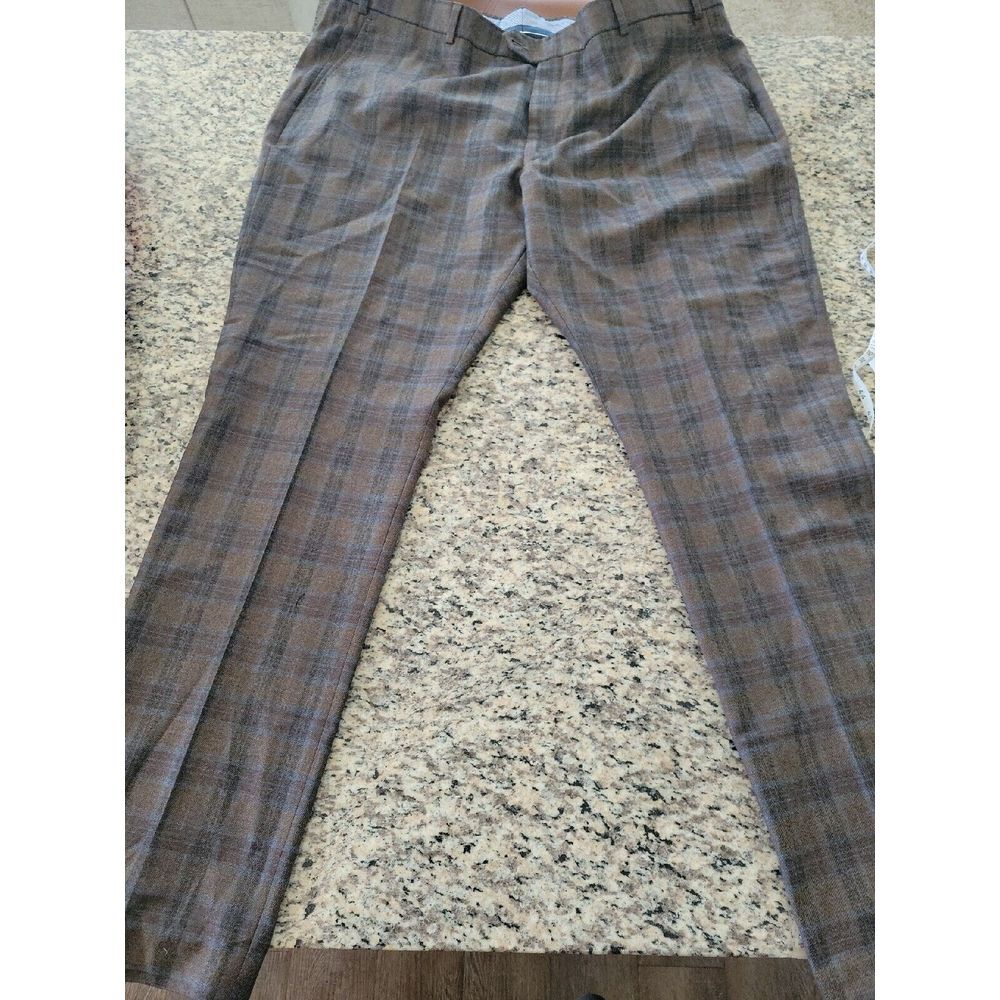 Scappino Poly-cotton Blend Checked Brn/Blue Sz 42/31‎